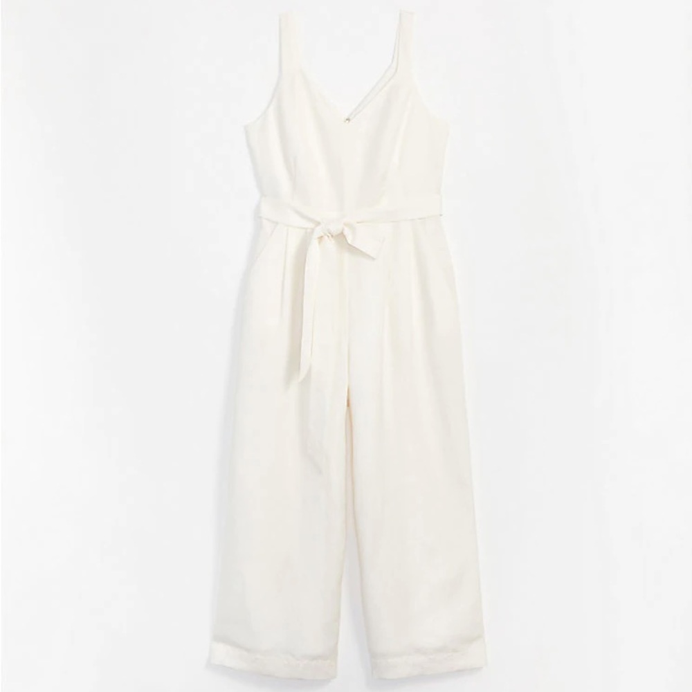 LOFT Cream Wide Leg Jumpsuit